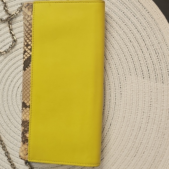 Christian Dior Yellow and Snake Print Wallet On Chain - Picture 5 of 9